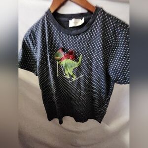 Coach Black Polka Dot Tee with Dinosaur Graphic